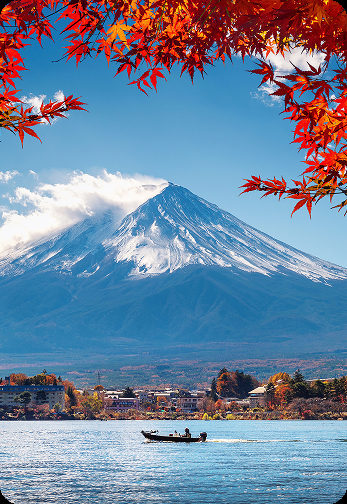 Autumn Mountain Fuji and Kawaguchiko Lake, Japan
